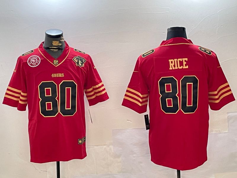 Men San Francisco 49ers #80 Rice Red Gold 2024 Nike Limited NFL Jersey style 12303
